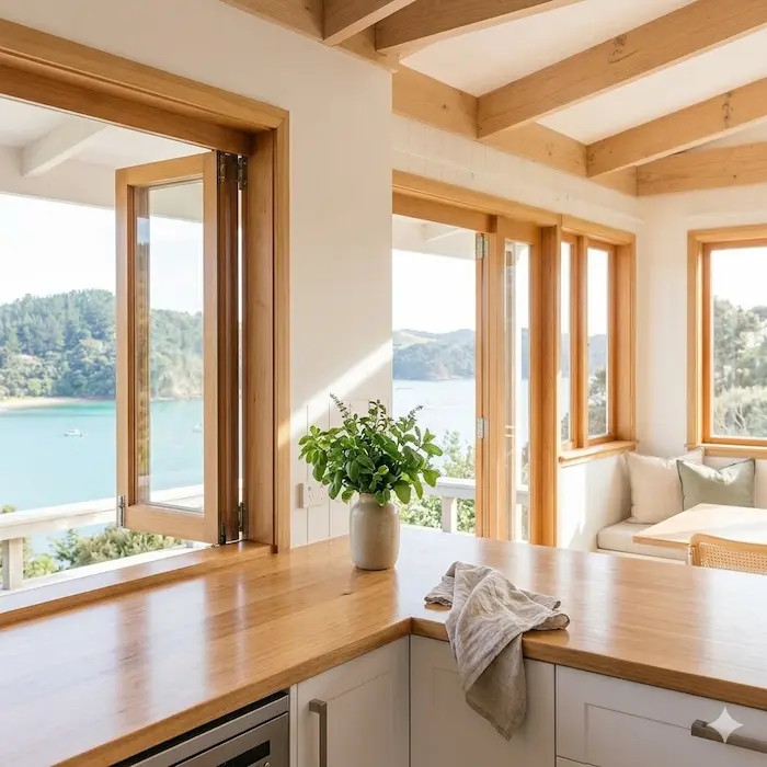Bright, clean boutique office and retail space layout on Waiheke Island.